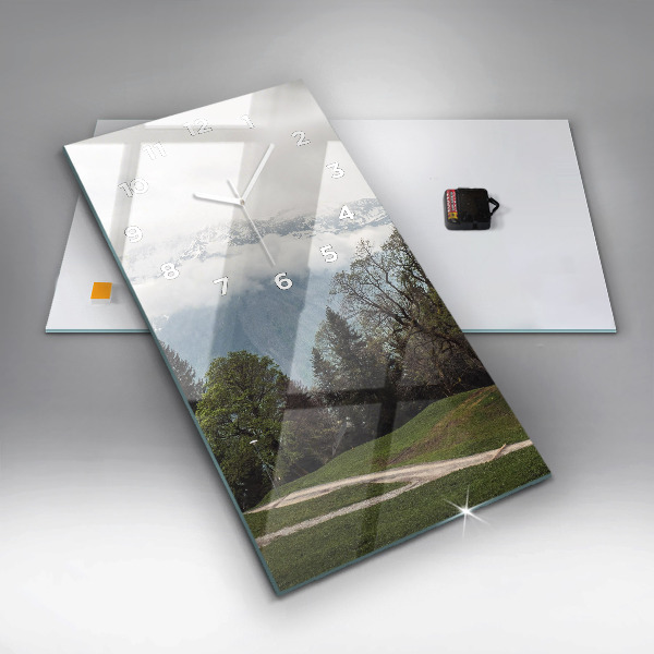 Modern vertical wall clock Mountain view