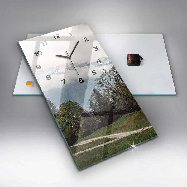 Modern vertical wall clock Mountain view