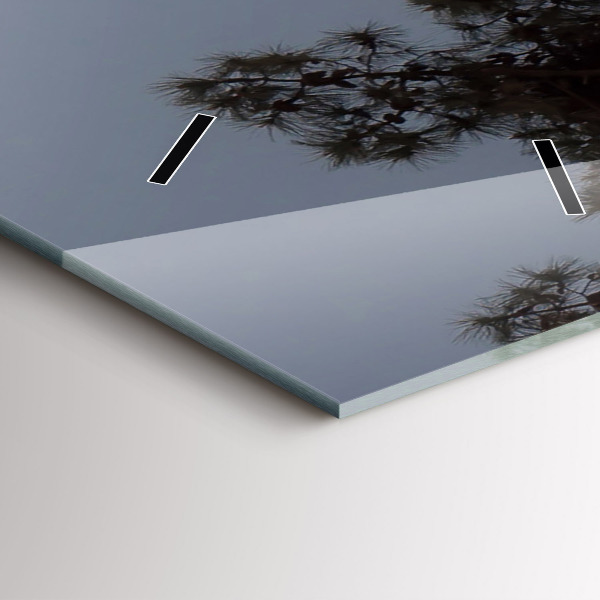 Modern vertical wall clock Crescent and trees