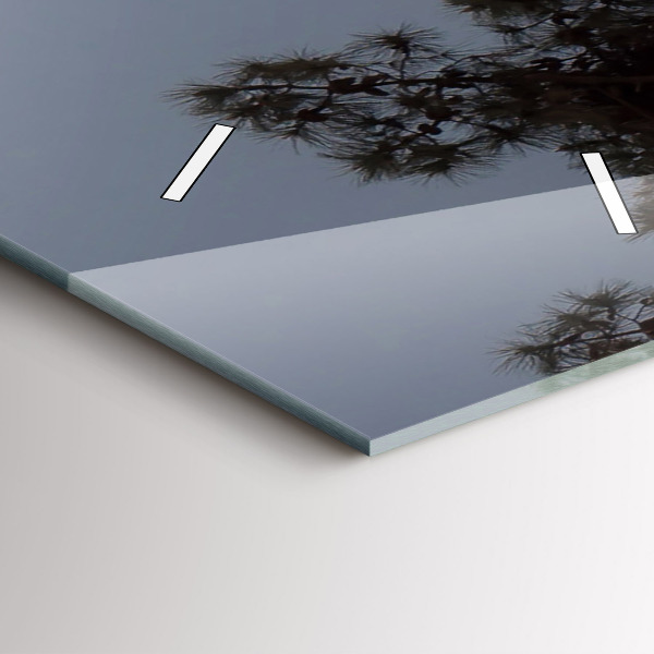 Modern vertical wall clock Crescent and trees