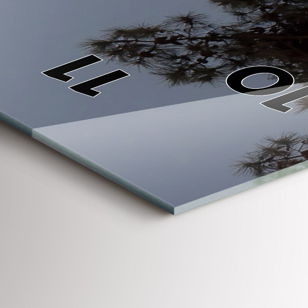 Modern vertical wall clock Crescent and trees