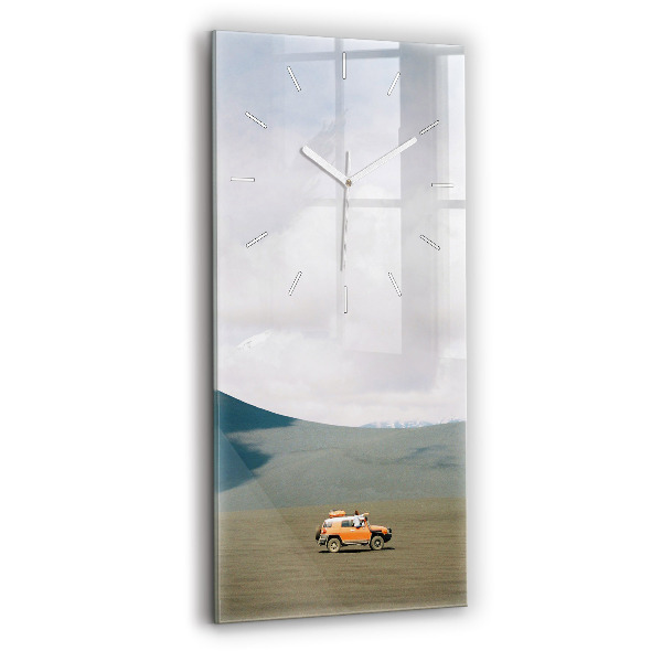 Modern vertical wall clock Vehicle in the Kamchatka desert