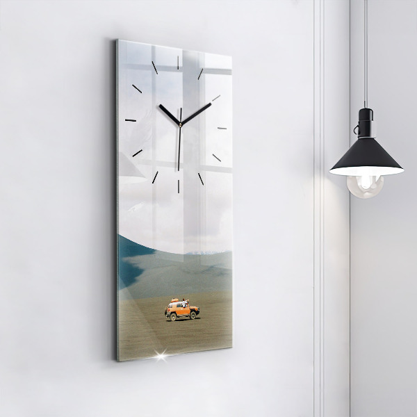Modern vertical wall clock Vehicle in the Kamchatka desert