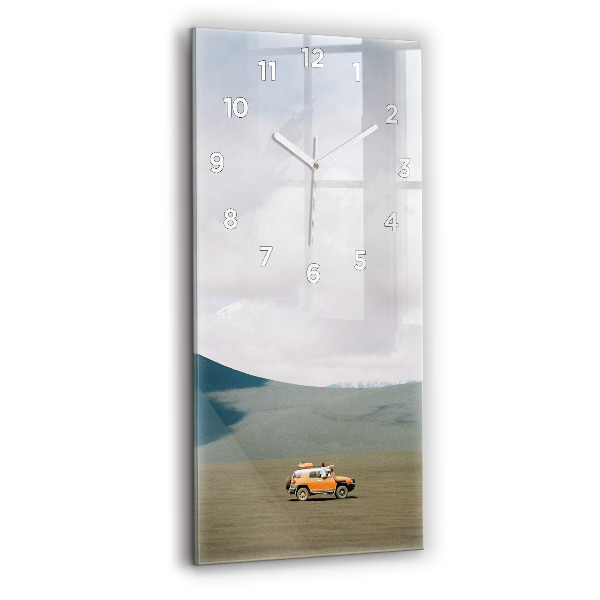 Modern vertical wall clock Vehicle in the Kamchatka desert