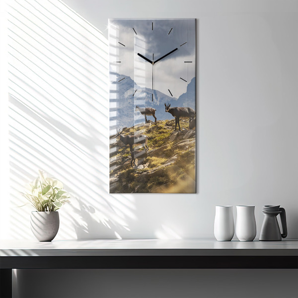 Modern vertical wall clock Goat in the Aosta Valley