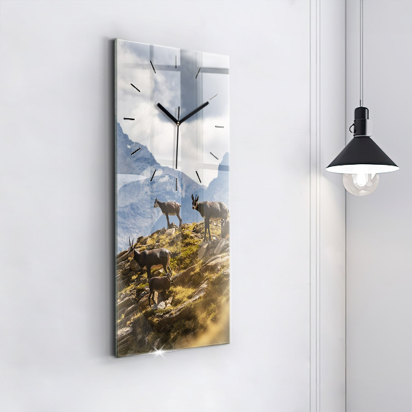 Modern vertical wall clock Goat in the Aosta Valley
