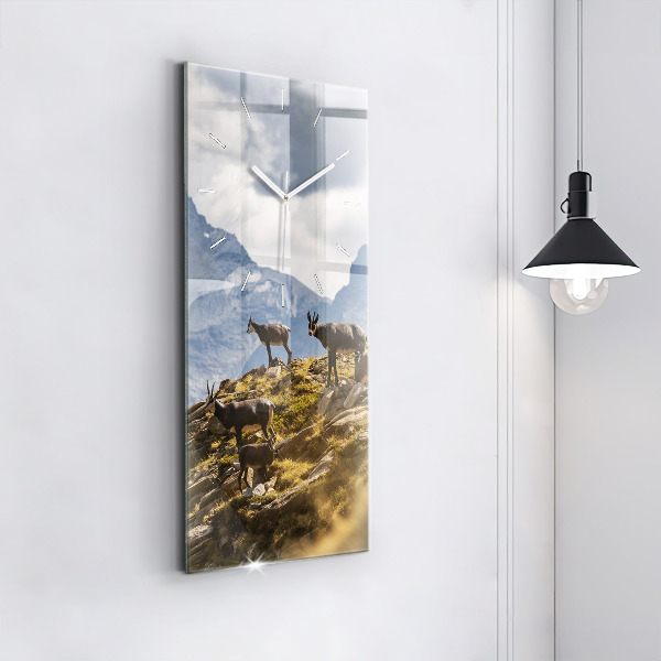 Modern vertical wall clock Goat in the Aosta Valley