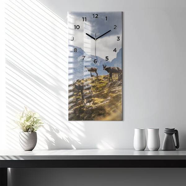 Modern vertical wall clock Goat in the Aosta Valley