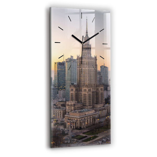 Modern vertical wall clock Panorama of Warsaw