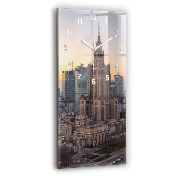Modern vertical wall clock Panorama of Warsaw