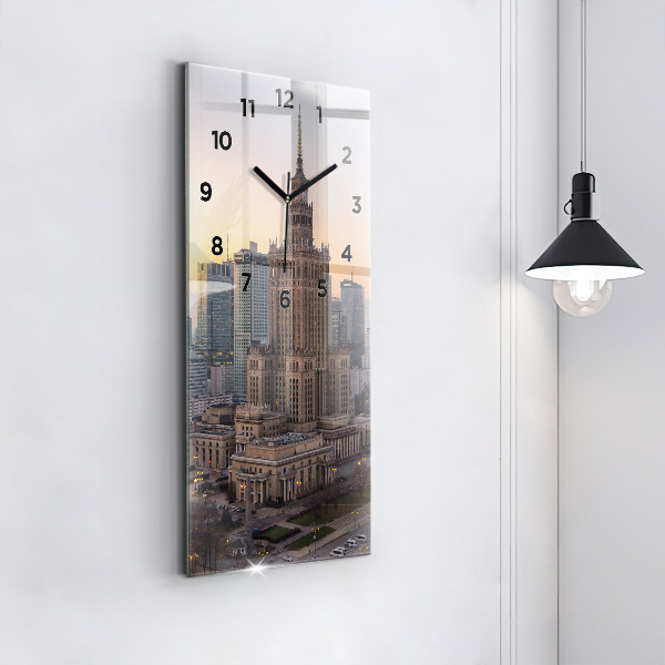 Modern vertical wall clock Panorama of Warsaw