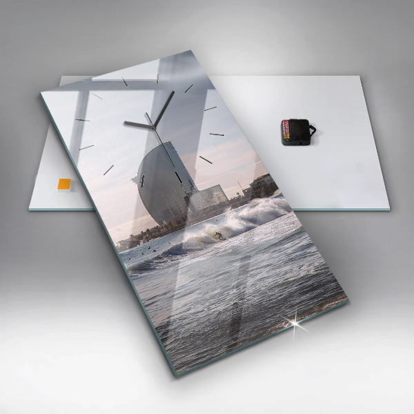 Modern vertical wall clock Barcelona Surfer
