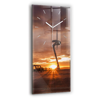 Modern vertical wall clock Barcelona Olympic Park