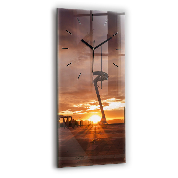 Modern vertical wall clock Barcelona Olympic Park