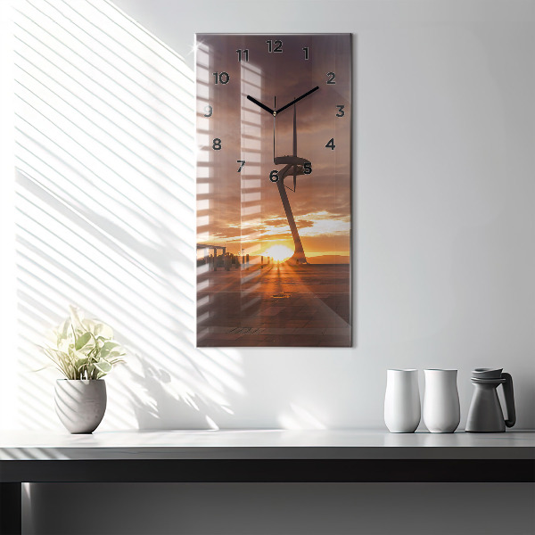 Modern vertical wall clock Barcelona Olympic Park