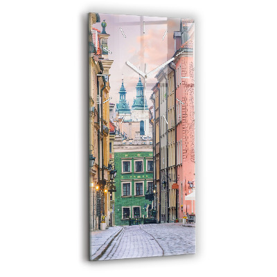 Modern vertical wall clock Old Town in Warsaw