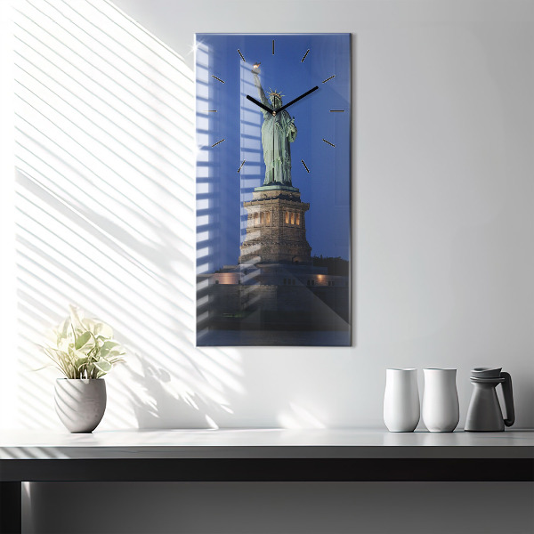 Modern vertical wall clock Statue of Liberty New York