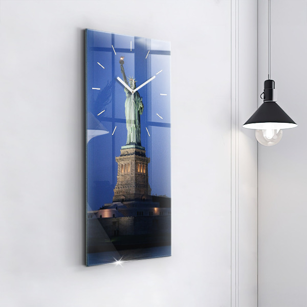 Modern vertical wall clock Statue of Liberty New York