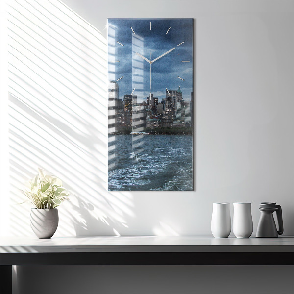 Modern vertical wall clock New York Panorama