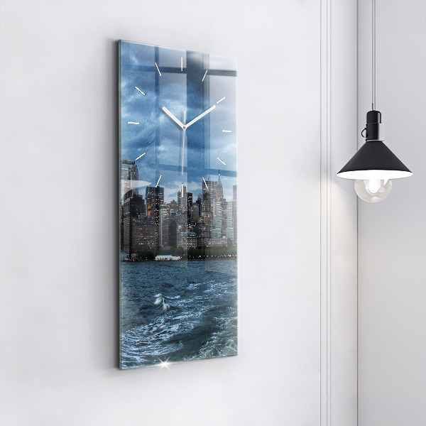Modern vertical wall clock New York Panorama
