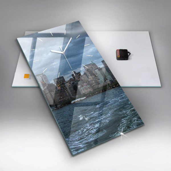 Modern vertical wall clock New York Panorama