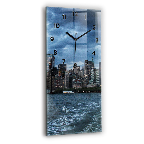 Modern vertical wall clock New York Panorama