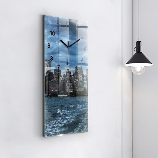 Modern vertical wall clock New York Panorama
