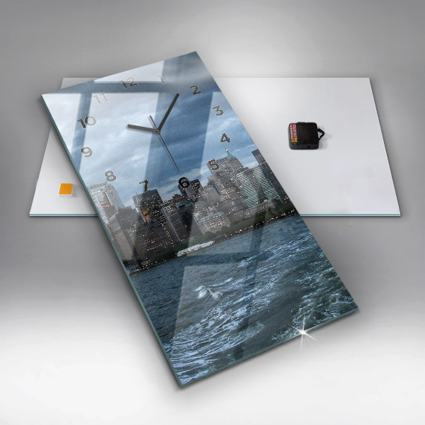 Modern vertical wall clock New York Panorama