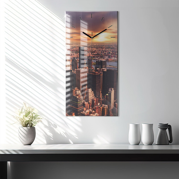 Modern vertical wall clock Panorama of the city west