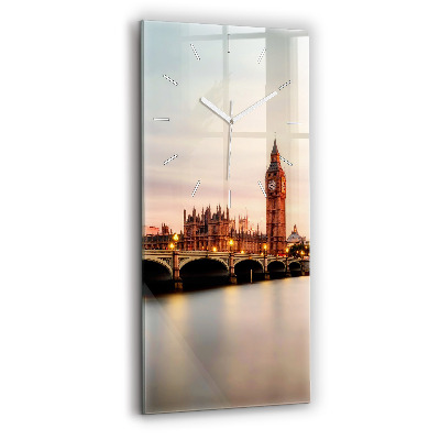 Modern vertical wall clock Big Ben London panorama