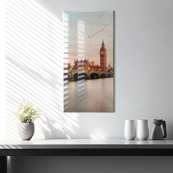 Modern vertical wall clock Big Ben London panorama