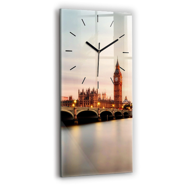 Modern vertical wall clock Big Ben London panorama
