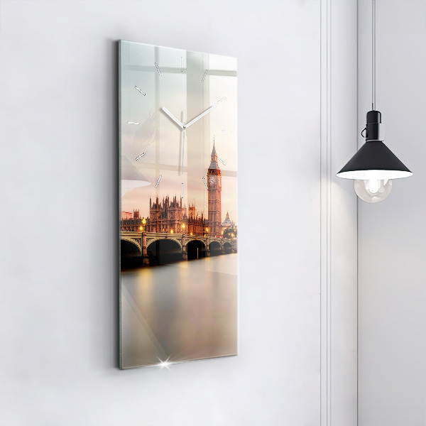 Modern vertical wall clock Big Ben London panorama