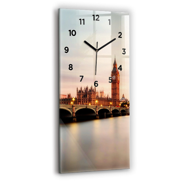 Modern vertical wall clock Big Ben London panorama