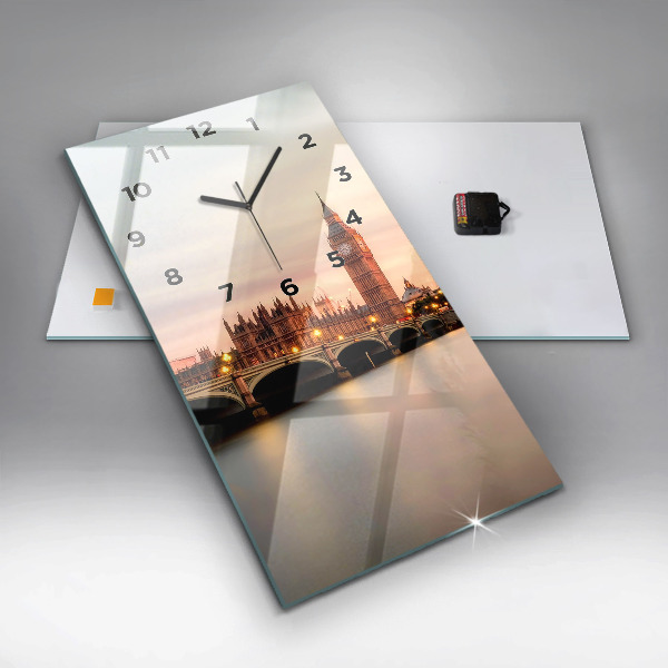 Modern vertical wall clock Big Ben London panorama