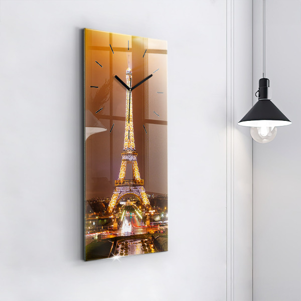 Modern vertical wall clock Illuminated Eiffel Tower