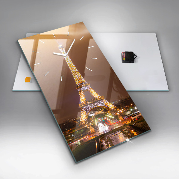 Modern vertical wall clock Illuminated Eiffel Tower