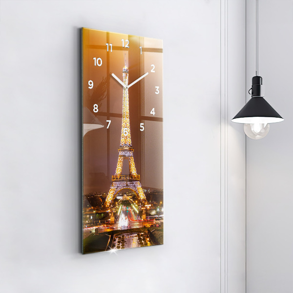 Modern vertical wall clock Illuminated Eiffel Tower