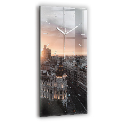 Modern vertical wall clock Cities at sunset