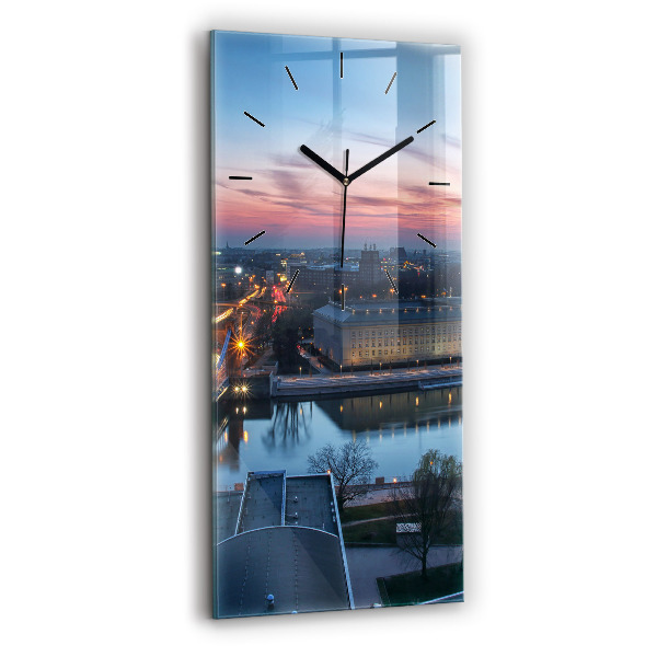 Modern vertical wall clock Wroclaw from a drone