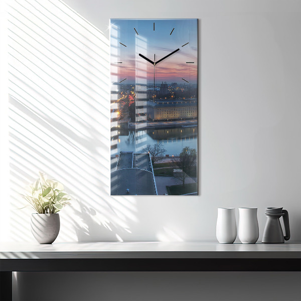 Modern vertical wall clock Wroclaw from a drone