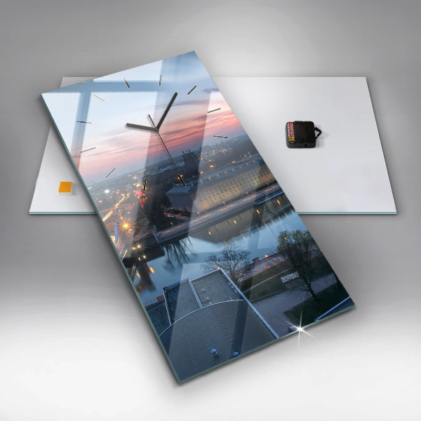 Modern vertical wall clock Wroclaw from a drone