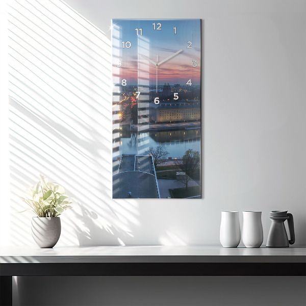 Modern vertical wall clock Wroclaw from a drone