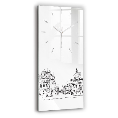 Modern vertical wall clock Illustration of the city of Poznań