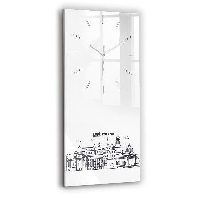 Modern vertical wall clock Lodz architecture panorama