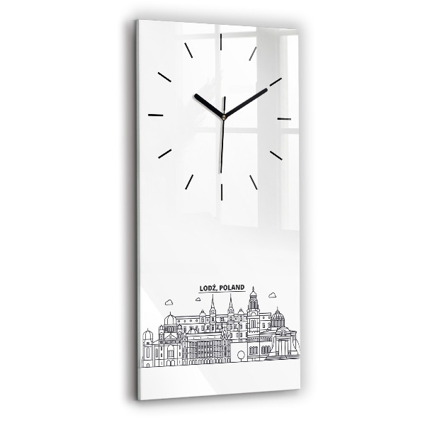 Modern vertical wall clock Lodz architecture panorama
