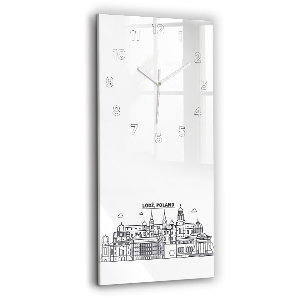 Modern vertical wall clock Lodz architecture panorama