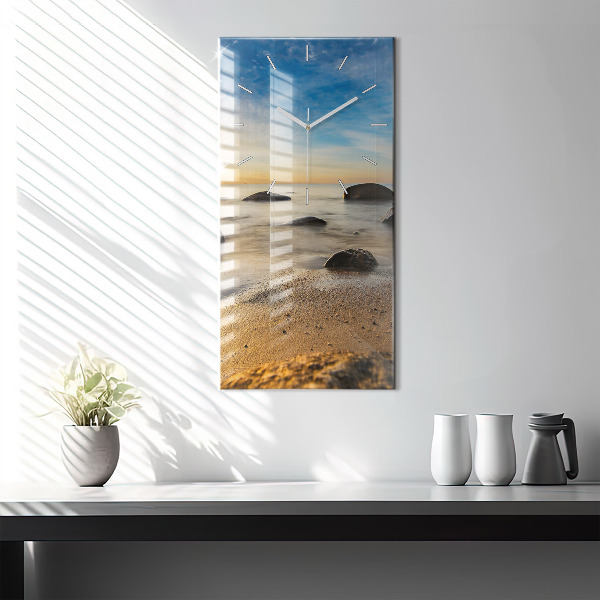 Modern vertical wall clock Sunrise Baltic Sea