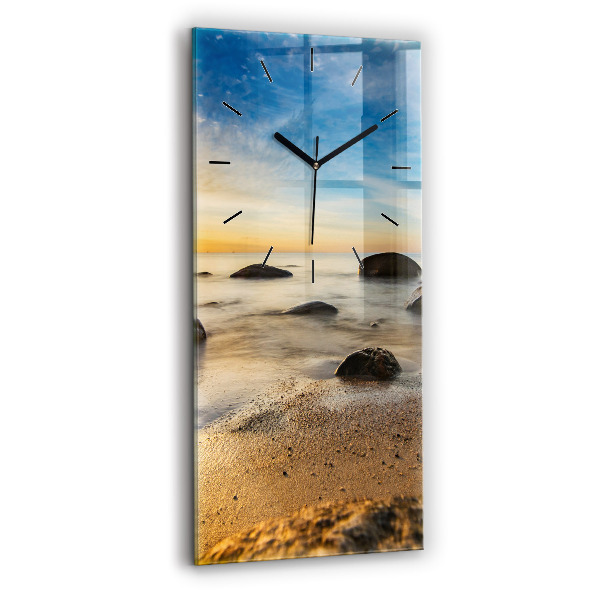 Modern vertical wall clock Sunrise Baltic Sea