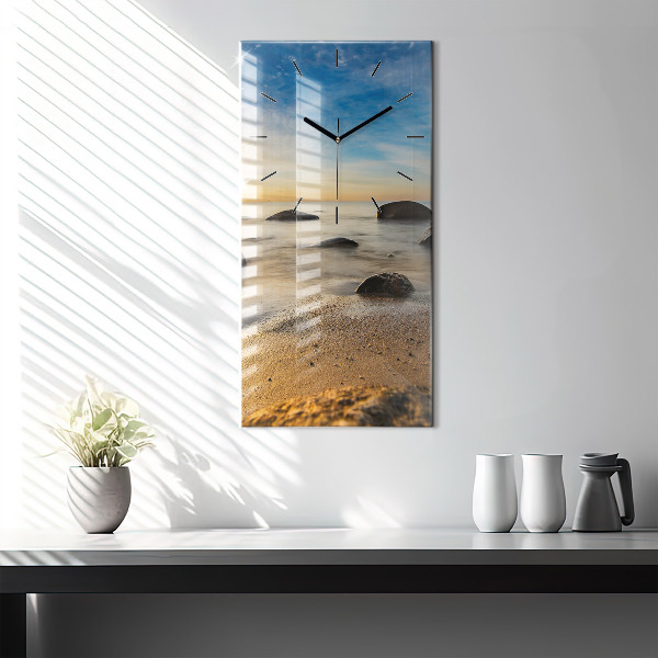 Modern vertical wall clock Sunrise Baltic Sea